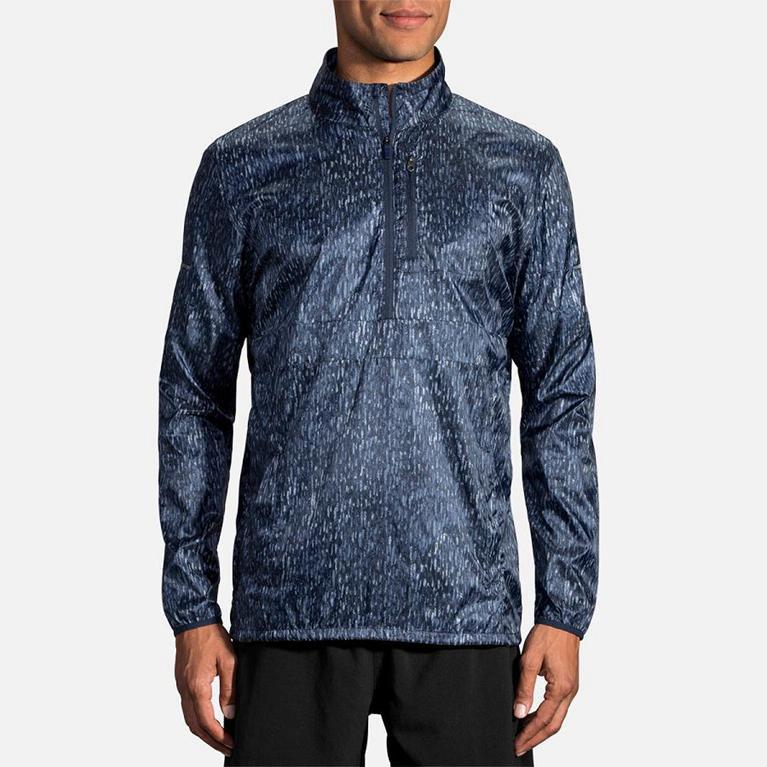 Brooks Men's LSD PULLOVER Running Jackets - Blue - Canada (CDTOR-7451)